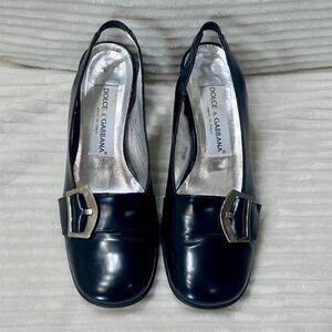 Dolce & Gabbana Authentic Women's Black Patent Leather Slingback Heels S…